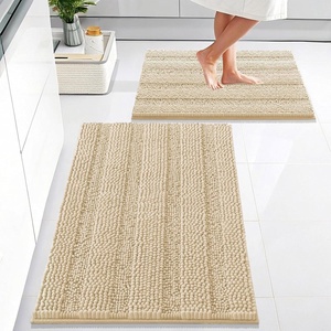 image:imageOLANLY Thick Bathroom Rugs Sets 2 Piece Soft Absorbent Chenille Striped Bath Mats and UShaped Contour Toilet Rug Machine Washable Bath Carpet Home Decor Accessories30x2024x20 GreyBeige