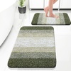 image:imageOLANLY Bathroom Rug Set 2 Piece Soft Absorbent Microfiber Bath Mats and UShaped Contour Toilet Rug NonSlip Machine Wash Dry Plush Shaggy Bath Mats for Bathroom 24x1624x20 GreyDark Green
