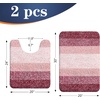 image:imageOLANLY Bathroom Rug Set 2 Piece Soft Absorbent Microfiber Bath Mats and UShaped Contour Toilet Rug NonSlip Machine Wash Dry Plush Shaggy Bath Mats for Bathroom 24x1624x20 GreyRed