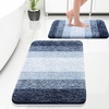 image:imageOLANLY Bathroom Rug Set 2 Piece Soft Absorbent Microfiber Bath Mats and UShaped Contour Toilet Rug NonSlip Machine Wash Dry Plush Shaggy Bath Mats for Bathroom 24x1624x20 GreyDark Blue