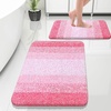 image:imageOLANLY Bathroom Rug Set 2 Piece Soft Absorbent Microfiber Bath Mats and UShaped Contour Toilet Rug NonSlip Machine Wash Dry Plush Shaggy Bath Mats for Bathroom 24x1624x20 GreyPink