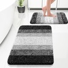 image:imageOLANLY Bathroom Rug Set 2 Piece Soft Absorbent Microfiber Bath Mats and UShaped Contour Toilet Rug NonSlip Machine Wash Dry Plush Shaggy Bath Mats for Bathroom 24x1624x20 GreyBlack