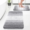image:imageOLANLY Bathroom Rug Set 2 Piece Soft Absorbent Microfiber Bath Mats and UShaped Contour Toilet Rug NonSlip Machine Wash Dry Plush Shaggy Bath Mats for Bathroom 24x1624x20 GreyLight Grey