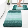 image:imageOLANLY Bathroom Rug Set 2 Piece Soft Absorbent Microfiber Bath Mats and UShaped Contour Toilet Rug NonSlip Machine Wash Dry Plush Shaggy Bath Mats for Bathroom 24x1624x20 GreyBlackish Green