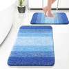 image:imageOLANLY Bathroom Rug Set 2 Piece Soft Absorbent Microfiber Bath Mats and UShaped Contour Toilet Rug NonSlip Machine Wash Dry Plush Shaggy Bath Mats for Bathroom 24x1624x20 GreyLight Royal Blue