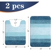 image:imageOLANLY Bathroom Rug Set 2 Piece Soft Absorbent Microfiber Bath Mats and UShaped Contour Toilet Rug NonSlip Machine Wash Dry Plush Shaggy Bath Mats for Bathroom 24x1624x20 GreyPeacock Blue