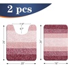 image:imageOLANLY Bathroom Rug Set 2 Piece Soft Absorbent Microfiber Bath Mats and UShaped Contour Toilet Rug NonSlip Machine Wash Dry Plush Shaggy Bath Mats for Bathroom 24x1624x20 GreyRed