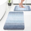image:imageOLANLY Bathroom Rug Set 2 Piece Soft Absorbent Microfiber Bath Mats and UShaped Contour Toilet Rug NonSlip Machine Wash Dry Plush Shaggy Bath Mats for Bathroom 24x1624x20 GreyBlue