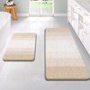 image:imageOLANLY Bathroom Rug Set 2 Piece Soft Absorbent Microfiber Bath Mats and UShaped Contour Toilet Rug NonSlip Machine Wash Dry Plush Shaggy Bath Mats for Bathroom 24x1624x20 GreyLight Beige