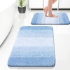 image:imageOLANLY Bathroom Rug Set 2 Piece Soft Absorbent Microfiber Bath Mats and UShaped Contour Toilet Rug NonSlip Machine Wash Dry Plush Shaggy Bath Mats for Bathroom 24x1624x20 GreyLight Blue