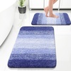 image:imageOLANLY Bathroom Rug Set 2 Piece Soft Absorbent Microfiber Bath Mats and UShaped Contour Toilet Rug NonSlip Machine Wash Dry Plush Shaggy Bath Mats for Bathroom 24x1624x20 GreyBlueviolet