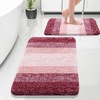 image:imageOLANLY Bathroom Rug Set 2 Piece Soft Absorbent Microfiber Bath Mats and UShaped Contour Toilet Rug NonSlip Machine Wash Dry Plush Shaggy Bath Mats for Bathroom 24x1624x20 GreyRed