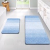 image:imageOLANLY Bathroom Rug Set 2 Piece Soft Absorbent Microfiber Bath Mats and UShaped Contour Toilet Rug NonSlip Machine Wash Dry Plush Shaggy Bath Mats for Bathroom 24x1624x20 GreyLight Blue