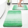 image:imageOLANLY Bathroom Rug Set 2 Piece Soft Absorbent Microfiber Bath Mats and UShaped Contour Toilet Rug NonSlip Machine Wash Dry Plush Shaggy Bath Mats for Bathroom 24x1624x20 GreyGreen