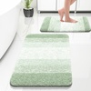 image:imageOLANLY Bathroom Rug Set 2 Piece Soft Absorbent Microfiber Bath Mats and UShaped Contour Toilet Rug NonSlip Machine Wash Dry Plush Shaggy Bath Mats for Bathroom 24x1624x20 GreySage Green