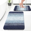 image:imageOLANLY Bathroom Rug Set 2 Piece Soft Absorbent Microfiber Bath Mats and UShaped Contour Toilet Rug NonSlip Machine Wash Dry Plush Shaggy Bath Mats for Bathroom 24x1624x20 GreyAiry Blue