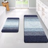 image:imageOLANLY Bathroom Rug Set 2 Piece Soft Absorbent Microfiber Bath Mats and UShaped Contour Toilet Rug NonSlip Machine Wash Dry Plush Shaggy Bath Mats for Bathroom 24x1624x20 GreyAiry Blue