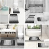 image:imageOLANLY Bathroom Rug Set 2 Piece Soft Absorbent Microfiber Bath Mats and UShaped Contour Toilet Rug NonSlip Machine Wash Dry Plush Shaggy Bath Mats for Bathroom 24x1624x20 GreyBlack