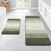 image:imageOLANLY Bathroom Rug Set 2 Piece Soft Absorbent Microfiber Bath Mats and UShaped Contour Toilet Rug NonSlip Machine Wash Dry Plush Shaggy Bath Mats for Bathroom 24x1624x20 GreyDark Green