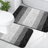 image:imageOLANLY Bathroom Rug Set 2 Piece Soft Absorbent Microfiber Bath Mats and UShaped Contour Toilet Rug NonSlip Machine Wash Dry Plush Shaggy Bath Mats for Bathroom 24x1624x20 GreyBlack