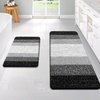 image:imageOLANLY Bathroom Rug Set 2 Piece Soft Absorbent Microfiber Bath Mats and UShaped Contour Toilet Rug NonSlip Machine Wash Dry Plush Shaggy Bath Mats for Bathroom 24x1624x20 GreyBlack