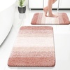 image:imageOLANLY Bathroom Rug Set 2 Piece Soft Absorbent Microfiber Bath Mats and UShaped Contour Toilet Rug NonSlip Machine Wash Dry Plush Shaggy Bath Mats for Bathroom 24x1624x20 GreyPeach