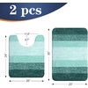 image:imageOLANLY Bathroom Rug Set 2 Piece Soft Absorbent Microfiber Bath Mats and UShaped Contour Toilet Rug NonSlip Machine Wash Dry Plush Shaggy Bath Mats for Bathroom 24x1624x20 GreyBlackish Green
