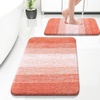 image:imageOLANLY Bathroom Rug Set 2 Piece Soft Absorbent Microfiber Bath Mats and UShaped Contour Toilet Rug NonSlip Machine Wash Dry Plush Shaggy Bath Mats for Bathroom 24x1624x20 GreyCoral