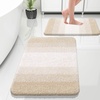 image:imageOLANLY Bathroom Rug Set 2 Piece Soft Absorbent Microfiber Bath Mats and UShaped Contour Toilet Rug NonSlip Machine Wash Dry Plush Shaggy Bath Mats for Bathroom 24x1624x20 GreyLight Beige
