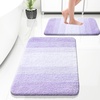 image:imageOLANLY Bathroom Rug Set 2 Piece Soft Absorbent Microfiber Bath Mats and UShaped Contour Toilet Rug NonSlip Machine Wash Dry Plush Shaggy Bath Mats for Bathroom 24x1624x20 GreyLight Purple