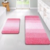 image:imageOLANLY Bathroom Rug Set 2 Piece Soft Absorbent Microfiber Bath Mats and UShaped Contour Toilet Rug NonSlip Machine Wash Dry Plush Shaggy Bath Mats for Bathroom 24x1624x20 GreyPink