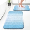 image:imageOLANLY Bathroom Rug Set 2 Piece Soft Absorbent Microfiber Bath Mats and UShaped Contour Toilet Rug NonSlip Machine Wash Dry Plush Shaggy Bath Mats for Bathroom 24x1624x20 GreySky Blue
