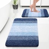 image:imageOLANLY Bathroom Rug Set 2 Piece Soft Absorbent Microfiber Bath Mats and UShaped Contour Toilet Rug NonSlip Machine Wash Dry Plush Shaggy Bath Mats for Bathroom 24x1624x20 GreyNavy