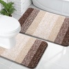 image:imageOLANLY Bathroom Rug Set 2 Piece Soft Absorbent Microfiber Bath Mats and UShaped Contour Toilet Rug NonSlip Machine Wash Dry Plush Shaggy Bath Mats for Bathroom 24x1624x20 GreyBrown