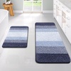 image:imageOLANLY Bathroom Rug Set 2 Piece Soft Absorbent Microfiber Bath Mats and UShaped Contour Toilet Rug NonSlip Machine Wash Dry Plush Shaggy Bath Mats for Bathroom 24x1624x20 GreyDark Blue