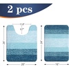 image:imageOLANLY Bathroom Rug Set 2 Piece Soft Absorbent Microfiber Bath Mats and UShaped Contour Toilet Rug NonSlip Machine Wash Dry Plush Shaggy Bath Mats for Bathroom 24x1624x20 GreyPeacock Blue