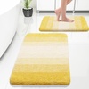 image:imageOLANLY Bathroom Rug Set 2 Piece Soft Absorbent Microfiber Bath Mats and UShaped Contour Toilet Rug NonSlip Machine Wash Dry Plush Shaggy Bath Mats for Bathroom 24x1624x20 GreyYellow