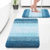 image:imageOLANLY Bathroom Rug Set 2 Piece Soft Absorbent Microfiber Bath Mats and UShaped Contour Toilet Rug NonSlip Machine Wash Dry Plush Shaggy Bath Mats for Bathroom 24x1624x20 GreyPeacock Blue
