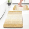 image:imageOLANLY Bathroom Rug Set 2 Piece Soft Absorbent Microfiber Bath Mats and UShaped Contour Toilet Rug NonSlip Machine Wash Dry Plush Shaggy Bath Mats for Bathroom 24x1624x20 GreyLight Yellow