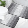 image:imageOLANLY Bathroom Rug Set 2 Piece Soft Absorbent Microfiber Bath Mats and UShaped Contour Toilet Rug NonSlip Machine Wash Dry Plush Shaggy Bath Mats for Bathroom 24x1624x20 GreyGrey