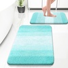 image:imageOLANLY Bathroom Rug Set 2 Piece Soft Absorbent Microfiber Bath Mats and UShaped Contour Toilet Rug NonSlip Machine Wash Dry Plush Shaggy Bath Mats for Bathroom 24x1624x20 GreyTeal