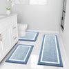 image:imageOLANLY Bathroom Rugs Sets 3 Piece Soft Absorbent Microfiber Bath Mats and UShaped Contour Toilet Rug Home Decor Accessories NonSlip Bath Mat Set for Bathroom 30x2024x1624x20 GreyBlue and White
