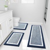 image:imageOLANLY Bathroom Rugs Sets 3 Piece Soft Absorbent Microfiber Bath Mats and UShaped Contour Toilet Rug Home Decor Accessories NonSlip Bath Mat Set for Bathroom 30x2024x1624x20 GreyNavy and White