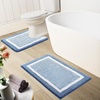 image:imageOLANLY Bathroom Rugs Sets 3 Piece Soft Absorbent Microfiber Bath Mats and UShaped Contour Toilet Rug Home Decor Accessories NonSlip Bath Mat Set for Bathroom 30x2024x1624x20 GreyBlue and White