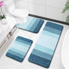 image:imageOLANLY Bathroom Rugs Sets 3 Piece Soft Absorbent Microfiber Bath Mats and UShaped Contour Toilet Rug Machine Wash Dry Plush Shaggy Bath Mat Set for Bathroom 30x2024x1624x20 GreyPeacock Blue