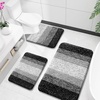 image:imageOLANLY Bathroom Rugs Sets 3 Piece Soft Absorbent Microfiber Bath Mats and UShaped Contour Toilet Rug Machine Wash Dry Plush Shaggy Bath Mat Set for Bathroom 30x2024x1624x20 GreyBlack