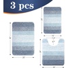 image:imageOLANLY Bathroom Rugs Sets 3 Piece Soft Absorbent Microfiber Bath Mats and UShaped Contour Toilet Rug Machine Wash Dry Plush Shaggy Bath Mat Set for Bathroom 30x2024x1624x20 GreyBlue