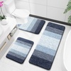 image:imageOLANLY Bathroom Rugs Sets 3 Piece Soft Absorbent Microfiber Bath Mats and UShaped Contour Toilet Rug Machine Wash Dry Plush Shaggy Bath Mat Set for Bathroom 30x2024x1624x20 GreyDark Blue
