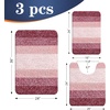 image:imageOLANLY Bathroom Rugs Sets 3 Piece Soft Absorbent Microfiber Bath Mats and UShaped Contour Toilet Rug Machine Wash Dry Plush Shaggy Bath Mat Set for Bathroom 30x2024x1624x20 GreyRed