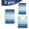 image:imageOLANLY Bathroom Rugs Sets 3 Piece Soft Absorbent Microfiber Bath Mats and UShaped Contour Toilet Rug Machine Wash Dry Plush Shaggy Bath Mat Set for Bathroom 30x2024x1624x20 GreyPeacock Blue